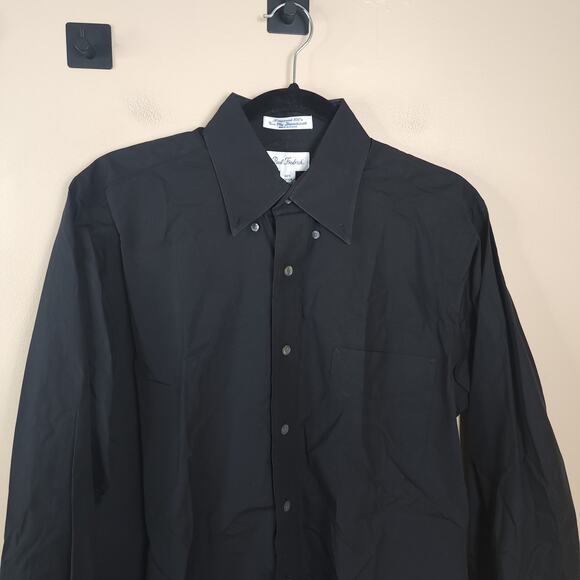 Paul Fredrick Long Sleeve Button Down Shirt in Black 100% Cotton Size 15 32 - Picture 2 of 8